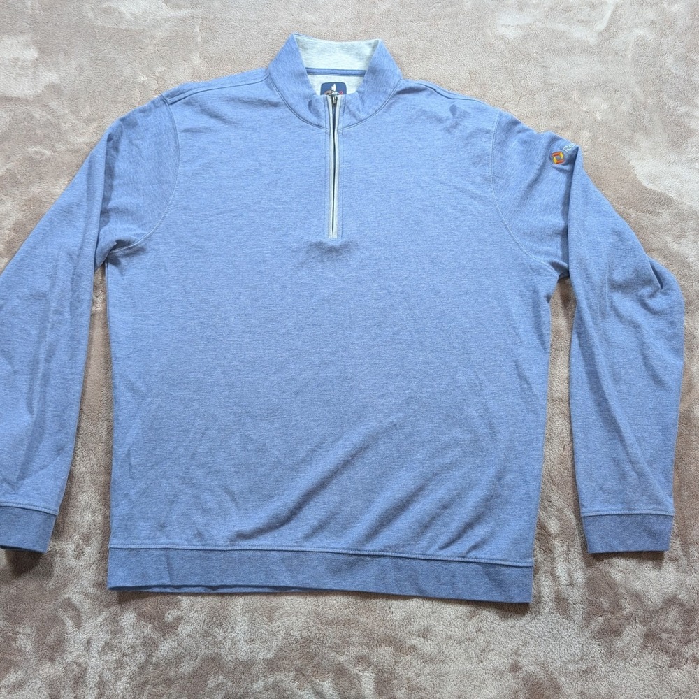Johnnie-O Sully Quarter Zip Pullover Mens Large Blue Cascade JMKO1460 Sweater